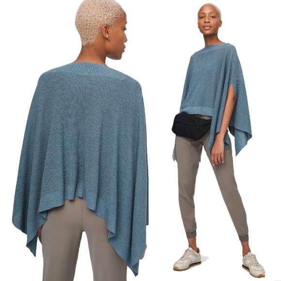 Lululemon Forward Flow Heather Blue Charcoal Poncho - Picture 2 of 12
